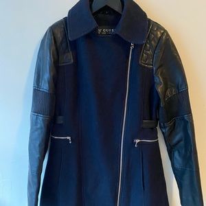 Faux Leather Sleeves Coat